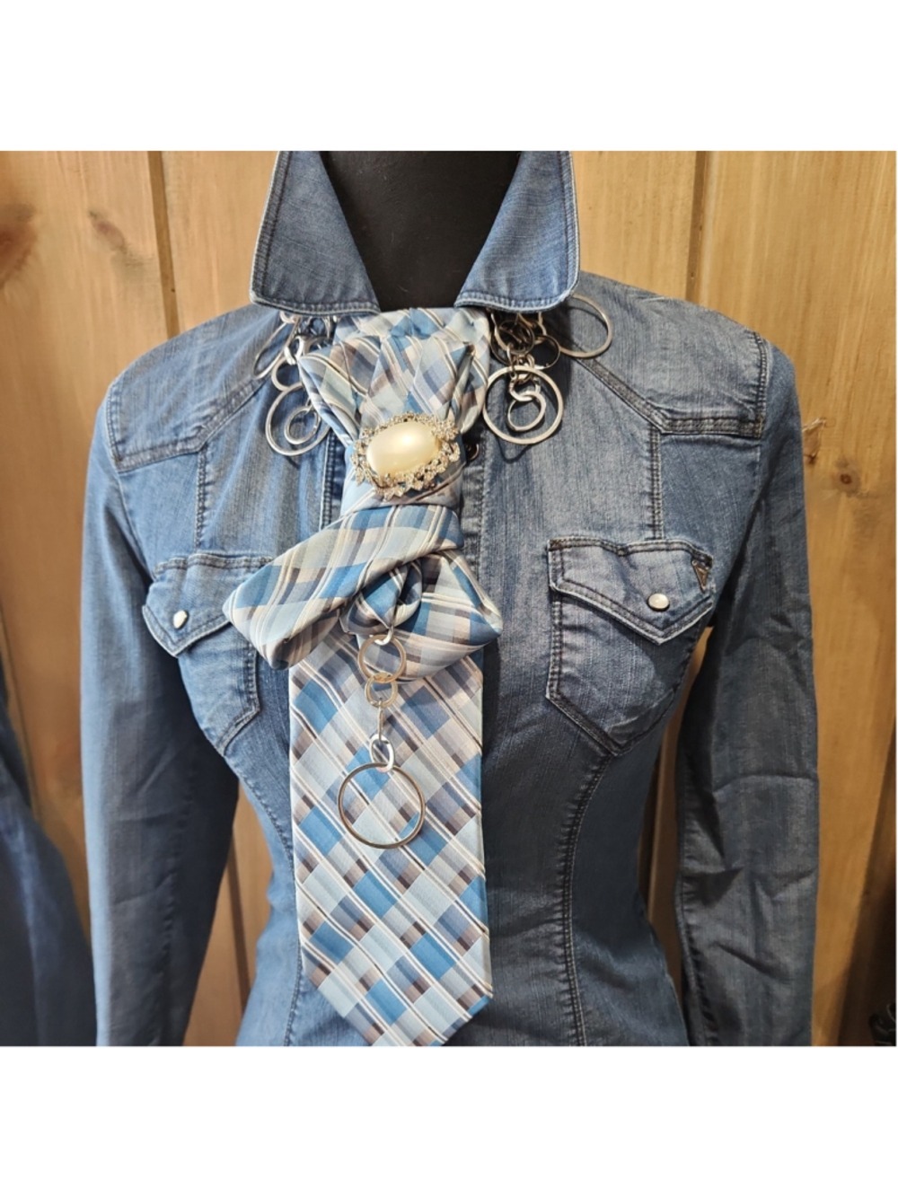 Handsewn 100% Silk Tie Necklace Set Signed Cookie Lee Necklace, plus earrings